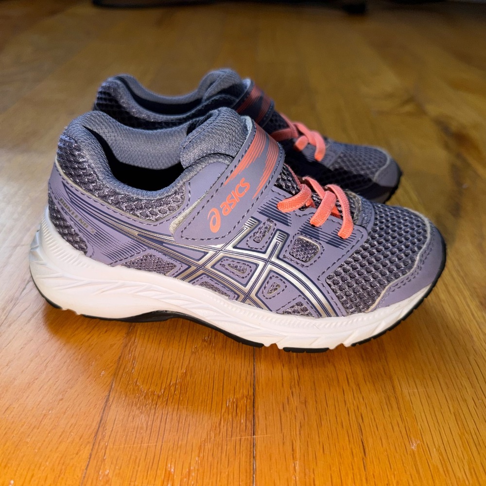 Asics Contend 5 PS Kids Running Shoes Purple Coral Size K 10 School Lightweight